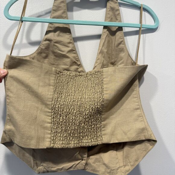 NWT Halter Vest Crop Top Gap Linen Cotton Beige Festival Western Women sz Medium - Picture 9 of 10